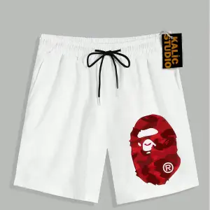 UNİSEX Bay Bape Desenli Beyaz Yazlık ŞORT