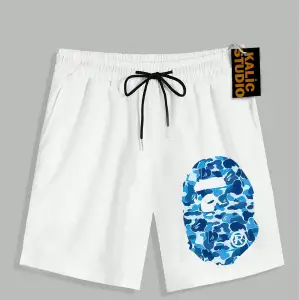 UNİSEX Bay Bape Desenli Beyaz Yazlık ŞORT
