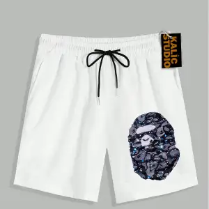 UNİSEX Bay Bape Desenli Beyaz Yazlık ŞORT