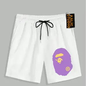 UNİSEX Bay Bape Desenli Beyaz Yazlık ŞORT