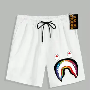 UNİSEX Bay Bape Desenli Beyaz Yazlık ŞORT