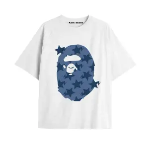 UNİSEX Bay Bape Desenli Beyaz Yazlık T-shirt