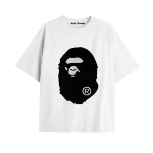 UNİSEX Bay Bape Desenli Beyaz Yazlık T-shirt