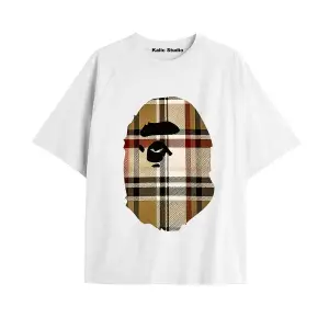 UNİSEX Bay Bape Desenli Beyaz Yazlık T-shirt