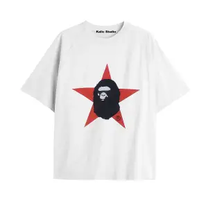UNİSEX Bay Bape Desenli Beyaz Yazlık T-shirt