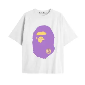 UNİSEX Bay Bape Desenli Beyaz Yazlık T-shirt