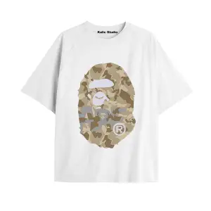 UNİSEX Bay Bape Desenli Beyaz Yazlık T-shirt