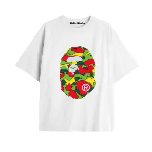 UNİSEX Bay Bape Desenli Beyaz Yazlık T-shirt