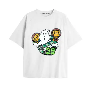 UNİSEX Bay Bape Desenli Beyaz Yazlık T-shirt