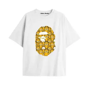 UNİSEX Bay Bape Desenli Beyaz Yazlık T-shirt