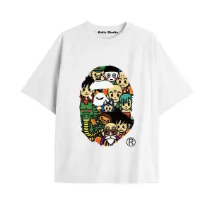 UNİSEX Bay Bape Desenli Beyaz Yazlık T-shirt