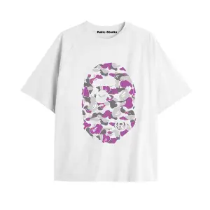 UNİSEX Bay Bape Desenli Beyaz Yazlık T-shirt
