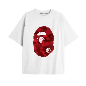 UNİSEX Bay Bape Desenli Beyaz Yazlık T-shirt