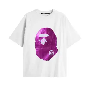 UNİSEX Bay Bape Desenli Beyaz Yazlık T-shirt