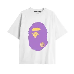 UNİSEX Bay Bape Desenli Beyaz Yazlık T-shirt