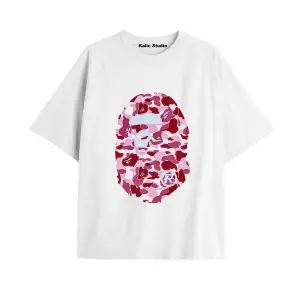 UNİSEX Bay Bape Desenli Beyaz Yazlık T-shirt