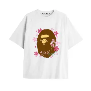 UNİSEX Bay Bape Desenli Beyaz Yazlık T-shirt