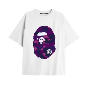 UNİSEX Bay Bape Desenli Beyaz Yazlık T-shirt