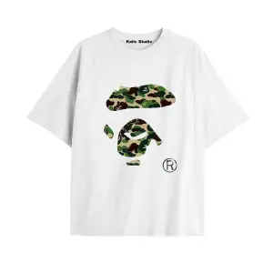 UNİSEX Bay Bape Desenli Beyaz Yazlık T-shirt
