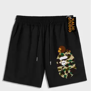 UNİSEX Bay Bape Desenli Siyah Yazlık ŞORT