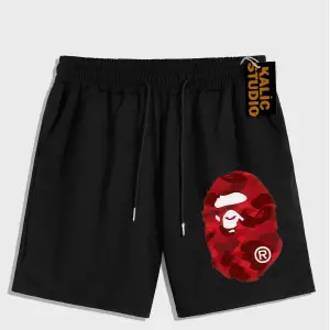 UNİSEX Bay Bape Desenli Siyah Yazlık ŞORT