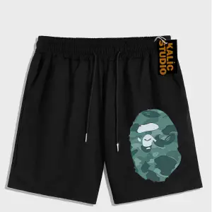 UNİSEX Bay Bape Desenli Siyah Yazlık ŞORT