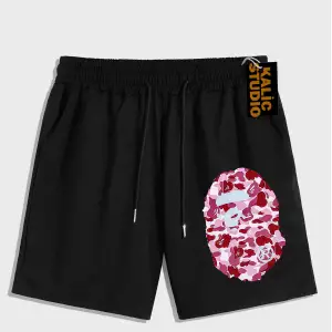 UNİSEX Bay Bape Desenli Siyah Yazlık ŞORT