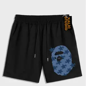 UNİSEX Bay Bape Desenli Siyah Yazlık ŞORT