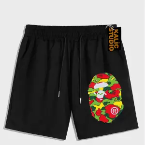 UNİSEX Bay Bape Desenli Siyah Yazlık ŞORT