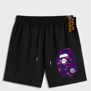 UNİSEX Bay Bape Desenli Siyah Yazlık ŞORT