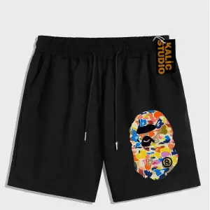 UNİSEX Bay Bape Desenli Siyah Yazlık ŞORT