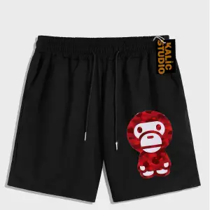 UNİSEX Bay Bape Desenli Siyah Yazlık ŞORT