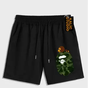 UNİSEX Bay Bape Desenli Siyah Yazlık ŞORT