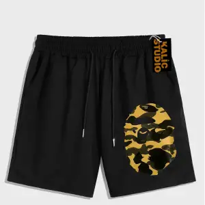 UNİSEX Bay Bape Desenli Siyah Yazlık ŞORT