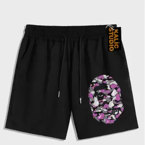 UNİSEX Bay Bape Desenli Siyah Yazlık ŞORT