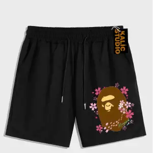 UNİSEX Bay Bape Desenli Siyah Yazlık ŞORT