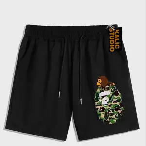 UNİSEX Bay Bape Desenli Siyah Yazlık ŞORT