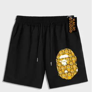 UNİSEX Bay Bape Desenli Siyah Yazlık ŞORT