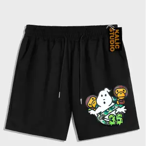 UNİSEX Bay Bape Desenli Siyah Yazlık ŞORT