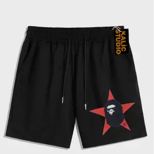 UNİSEX Bay Bape Desenli Siyah Yazlık ŞORT