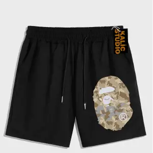 UNİSEX Bay Bape Desenli Siyah Yazlık ŞORT