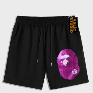 UNİSEX Bay Bape Desenli Siyah Yazlık ŞORT