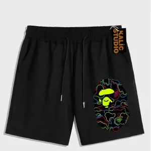 UNİSEX Bay Bape Desenli Siyah Yazlık ŞORT