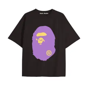 UNİSEX Bay Bape Desenli Siyah Yazlık T-shirt