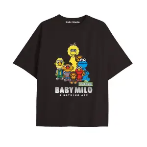 UNİSEX Bay Bape Desenli Siyah Yazlık T-shirt