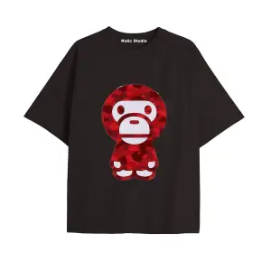 UNİSEX Bay Bape Desenli Siyah Yazlık T-shirt