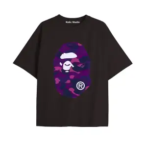 UNİSEX Bay Bape Desenli Siyah Yazlık T-shirt