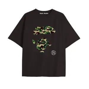 UNİSEX Bay Bape Desenli Siyah Yazlık T-shirt