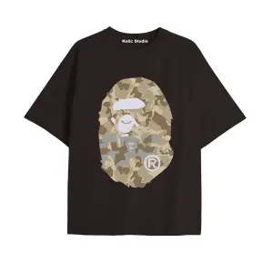 UNİSEX Bay Bape Desenli Siyah Yazlık T-shirt