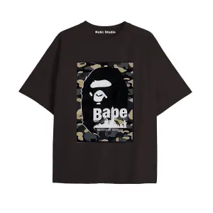 UNİSEX Bay Bape Desenli Siyah Yazlık T-shirt